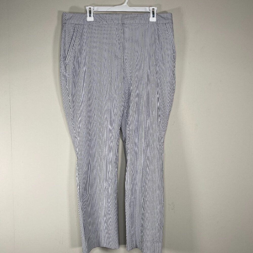 Chico's Dress Pants Women's 2.5 (14) Black White Stripes Business Office